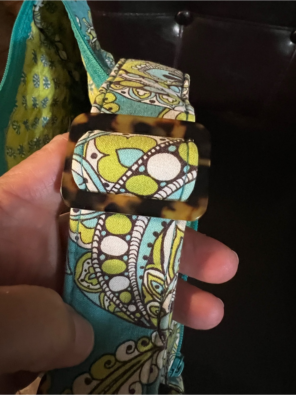 Vera Bradley Quilted Retired Peacock Crossbody Bag in Teal and Yellow - Picture 8 of 13